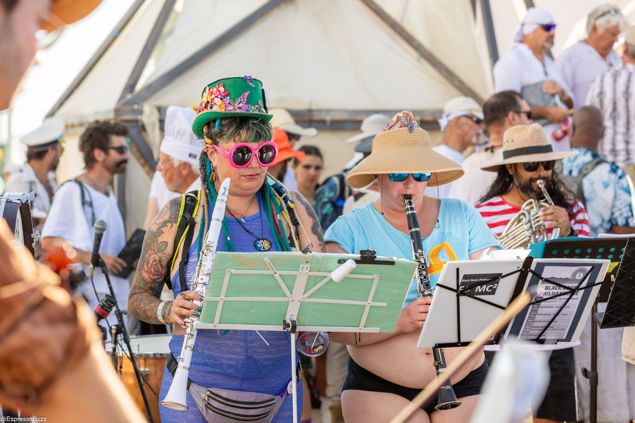 Musicians preparing to perform