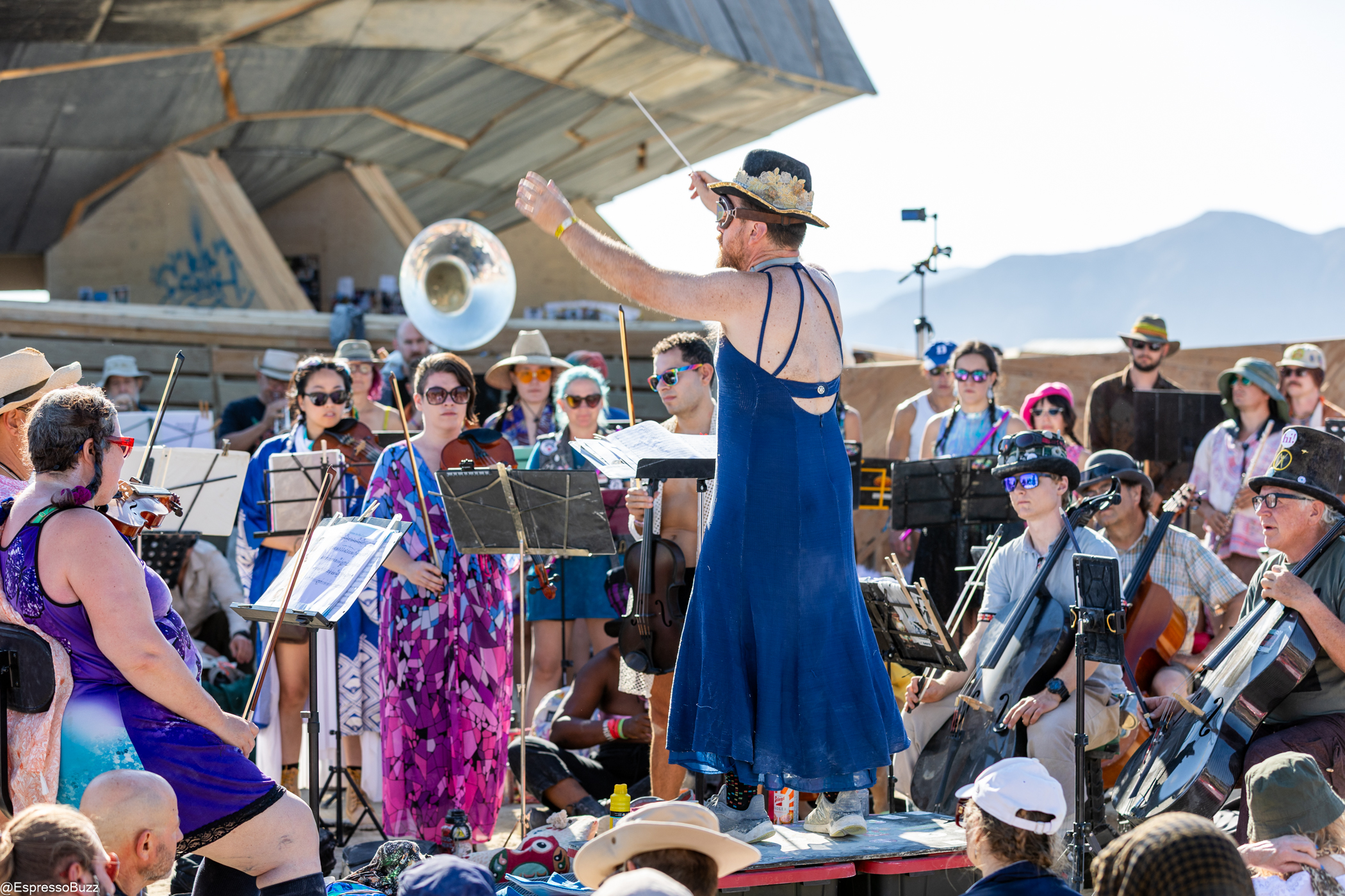 Orchestra setup on playa